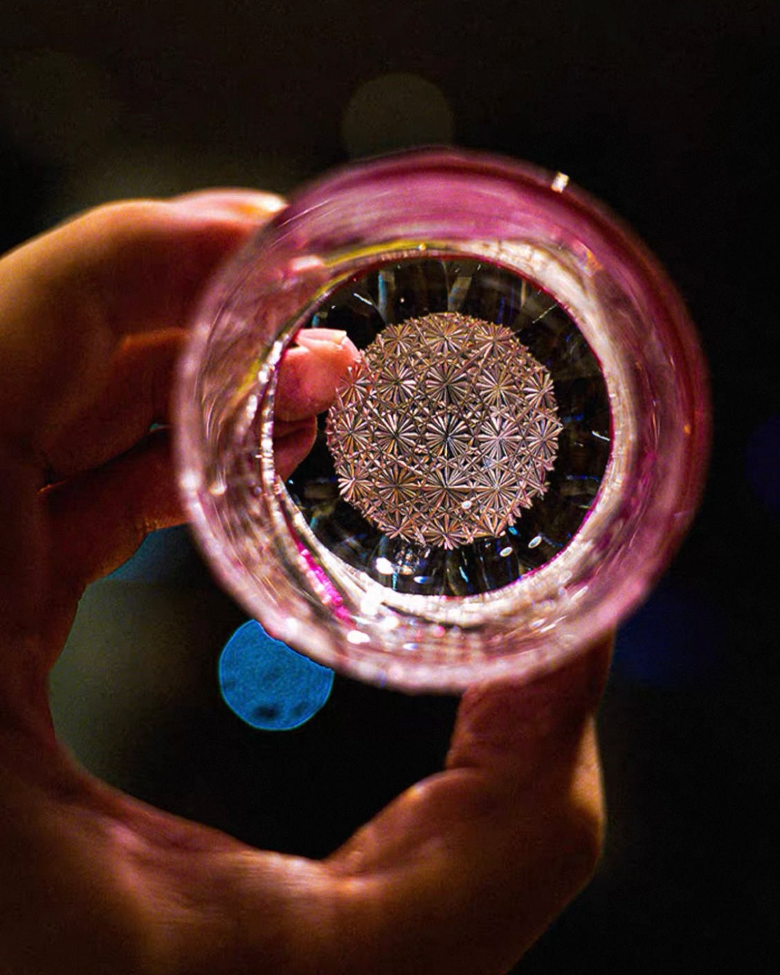 Hand-Carved Edo Kiriko "Plum Red" Crystal Spirit Glass
