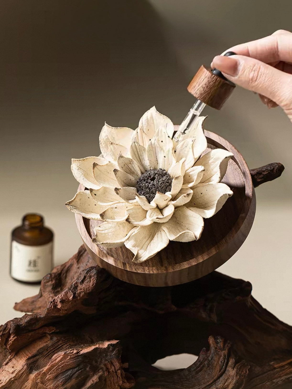 Handcrafted Lotus Ceramic Incense Holder – Artisan Floral Sculpture for Mindful Living