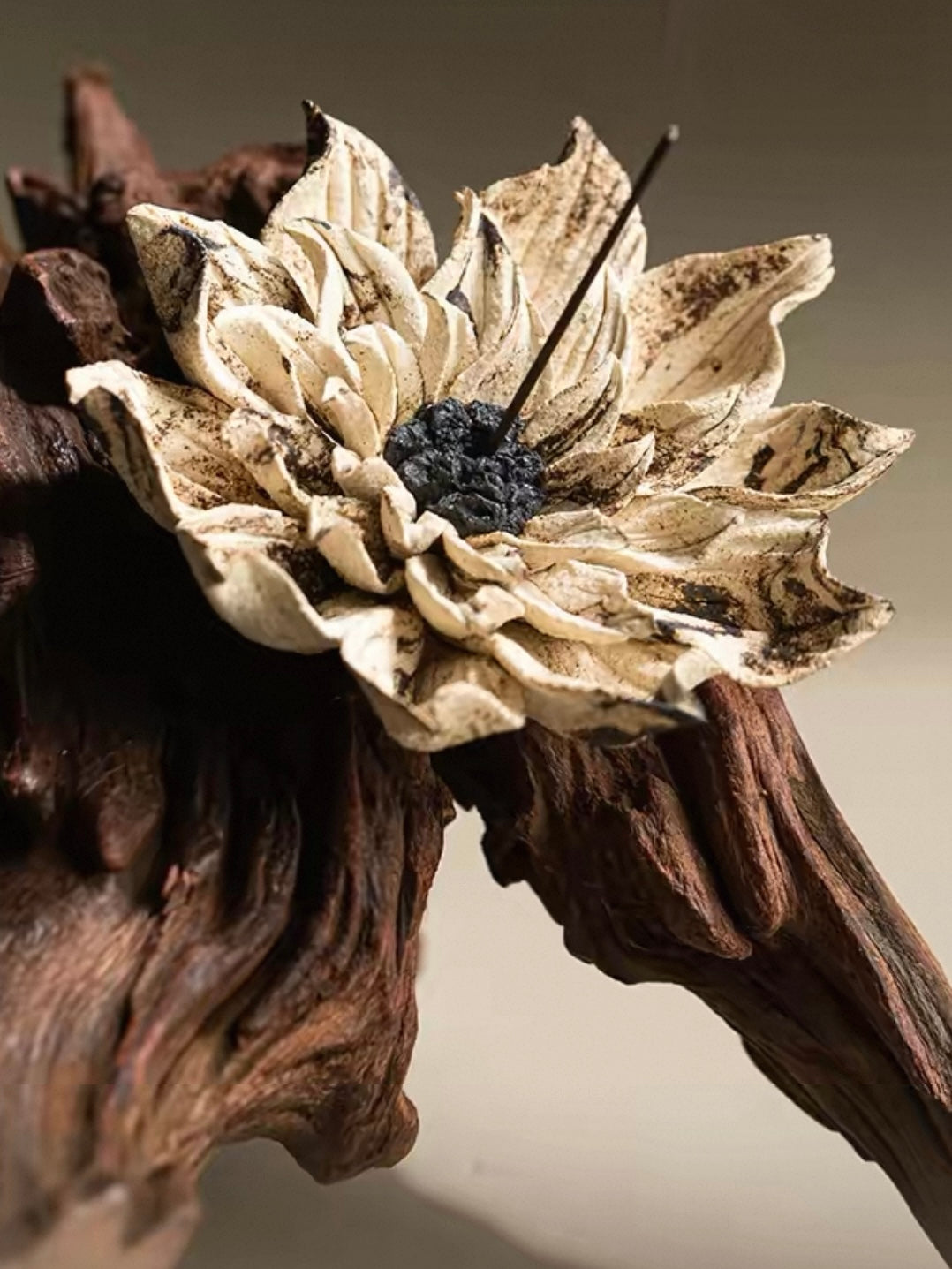 Handcrafted Lotus Ceramic Incense Holder – Artisan Floral Sculpture for Mindful Living