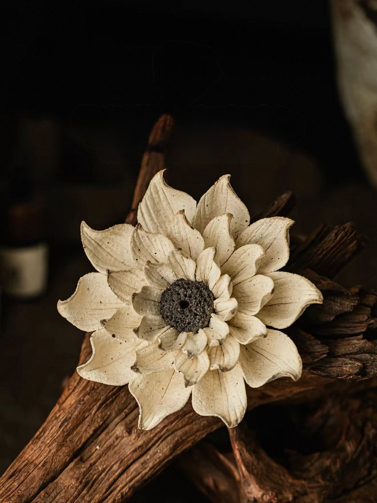 Handcrafted Lotus Ceramic Incense Holder – Artisan Floral Sculpture for Mindful Living