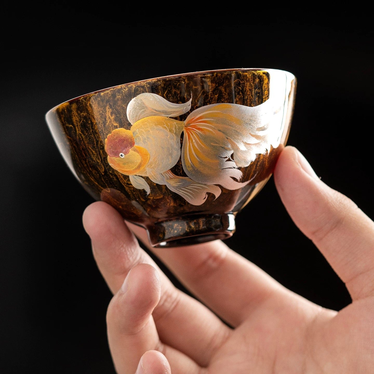 The Imperial Current | Hand-Painted Goldfish Lacquerware Master Cup