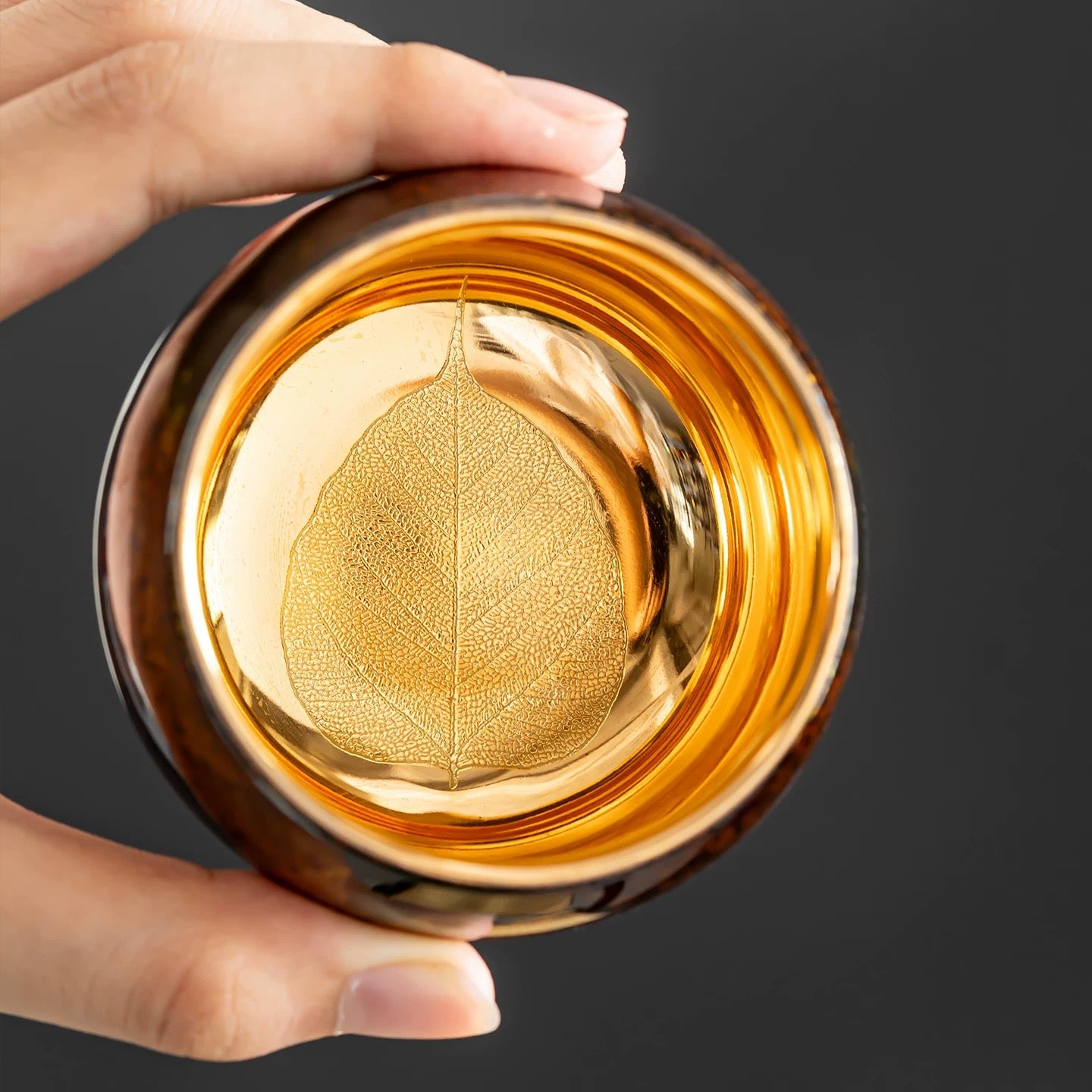 Golden Autumn | Hand-Painted 24K Gold Leaf Lacquerware Master Cup