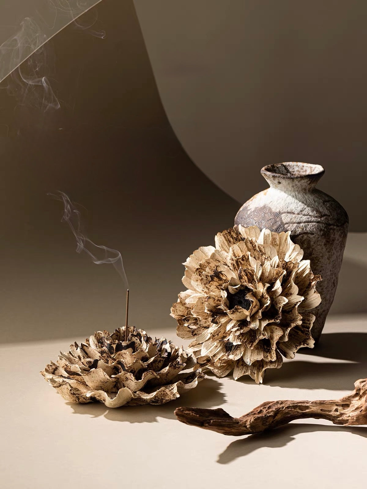 Collector's Edition Handcrafted Ceramic Flower Incense Holder – Artisan Sculpture for Refined Interiors