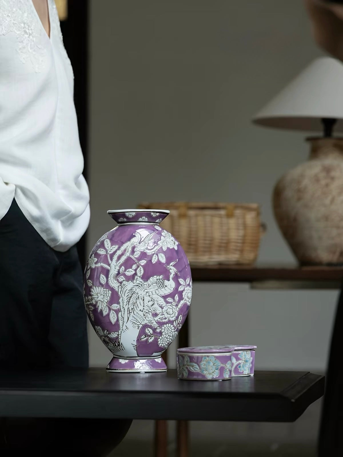 "Phoenix of Auspicious Dawn" Handcrafted Relief Ceramic Vase – Sculptural Collector's Edition