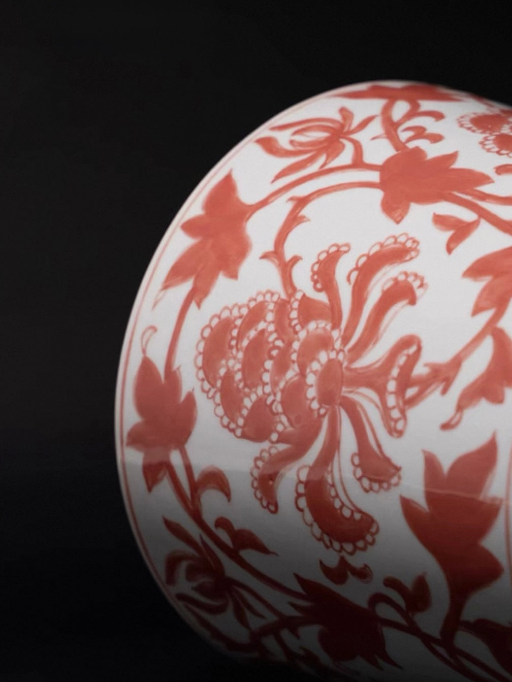 Handcrafted Crimson Peony Porcelain Vase – Underglaze Floral Decorative Vase