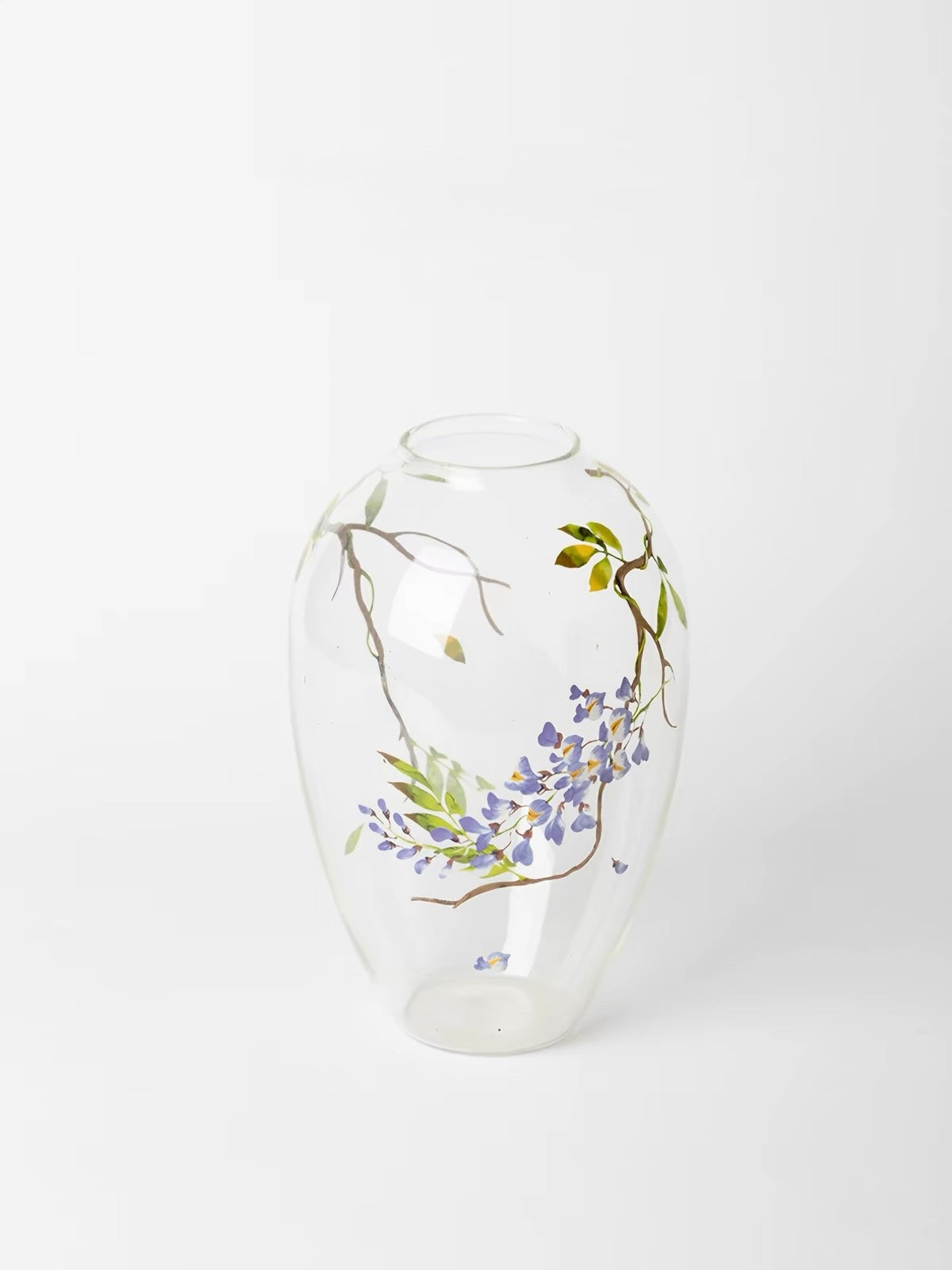 Handcrafted Wisteria Crystal Glass Vase – Sculptural Transparent Floral Vessel