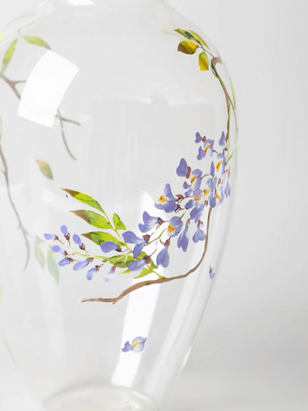Handcrafted Wisteria Crystal Glass Vase – Sculptural Transparent Floral Vessel