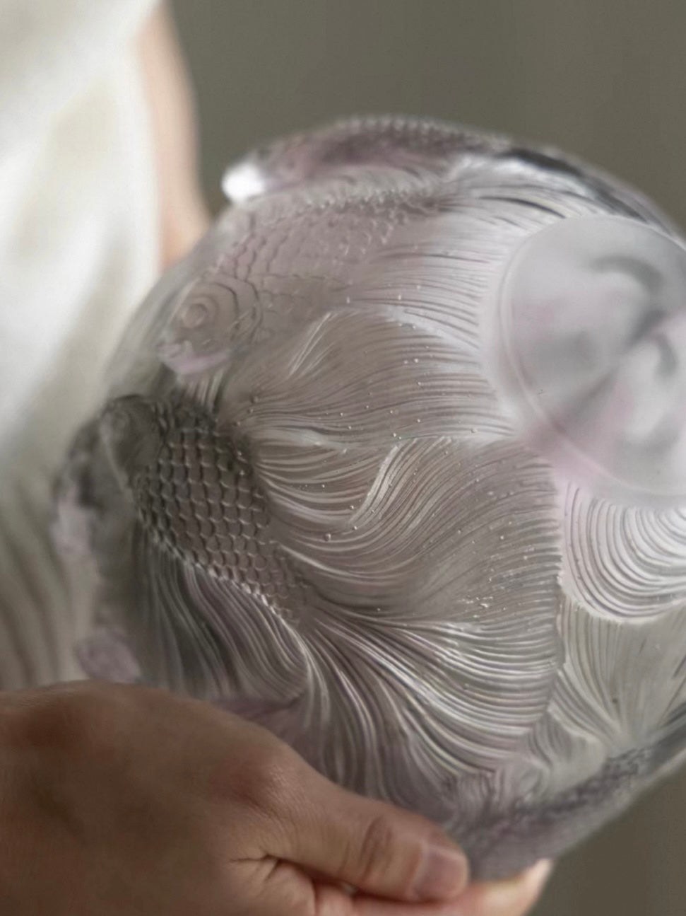 Handcrafted Crystal Glass "Koi in Motion" Vase – Collector's Art Glass Sculpture
