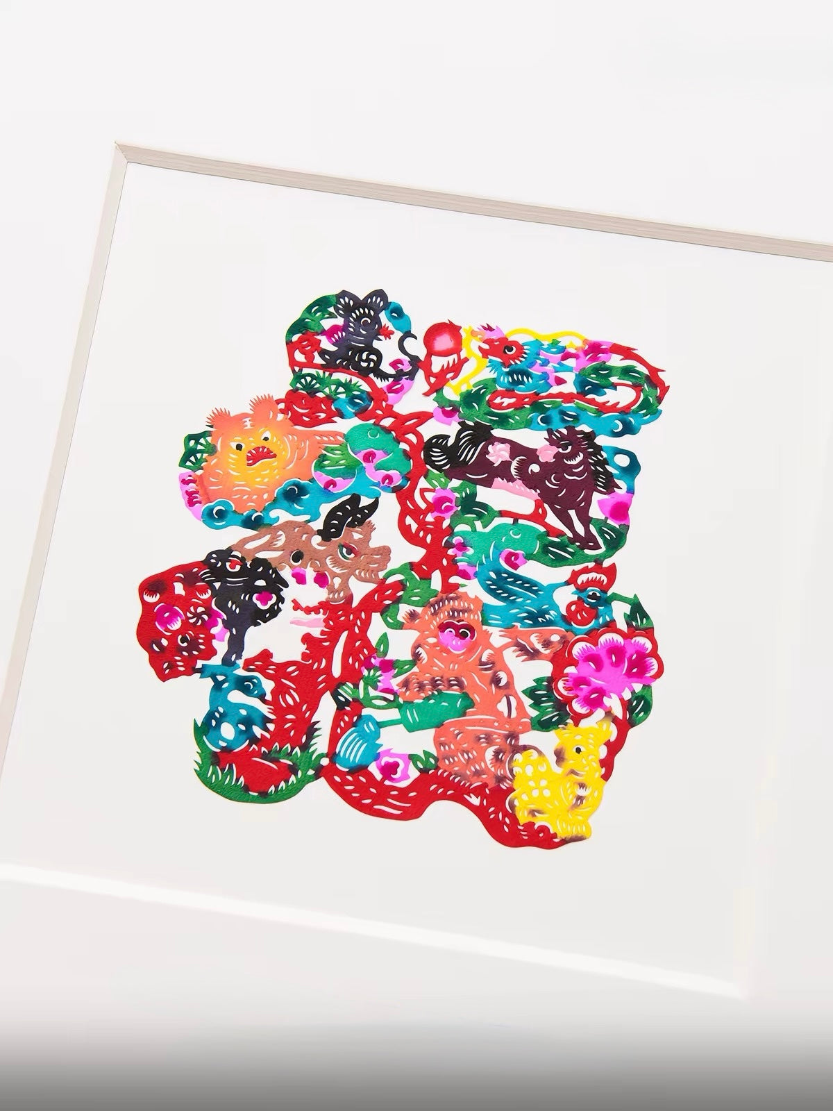 Handcrafted Zodiac Fortune Papercut Wall Art – Twelve Zodiac Characters Decorative Artwork