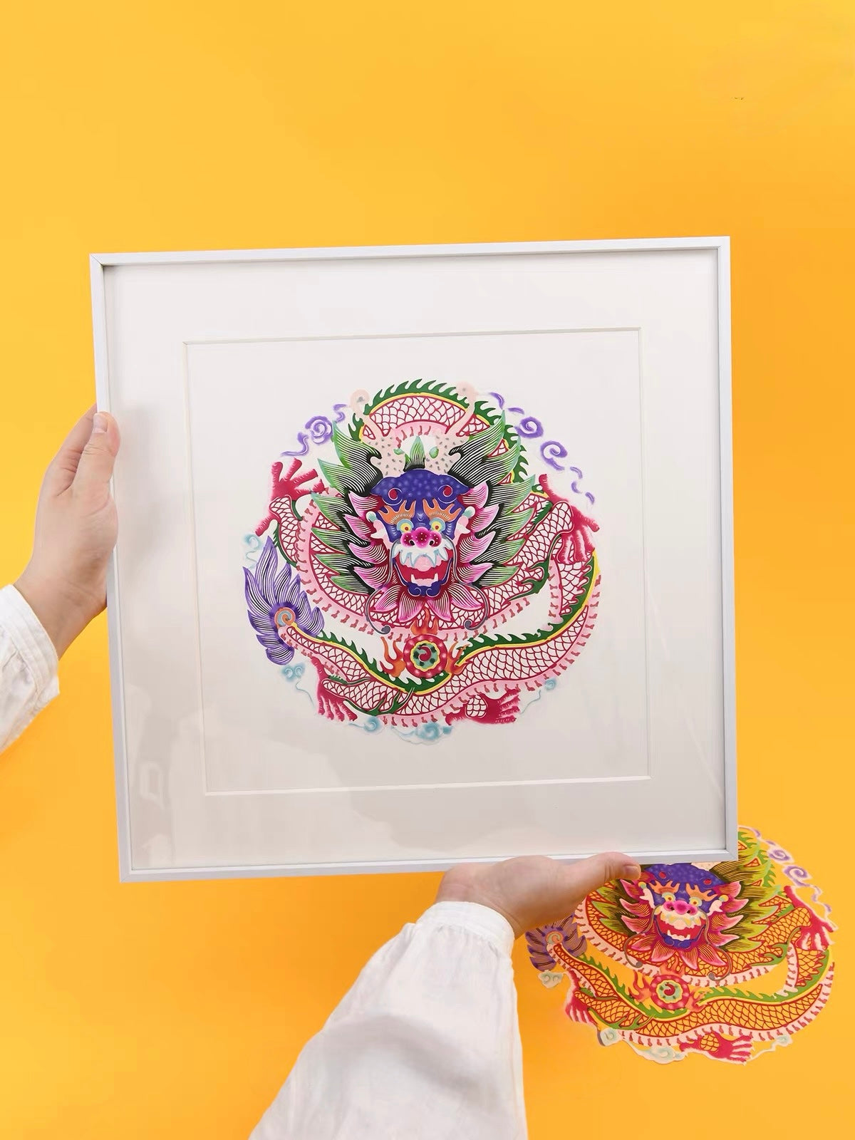 "Dragon of Prosperity" Handcrafted Papercut Wall Art – Artisan Decorative Artwork