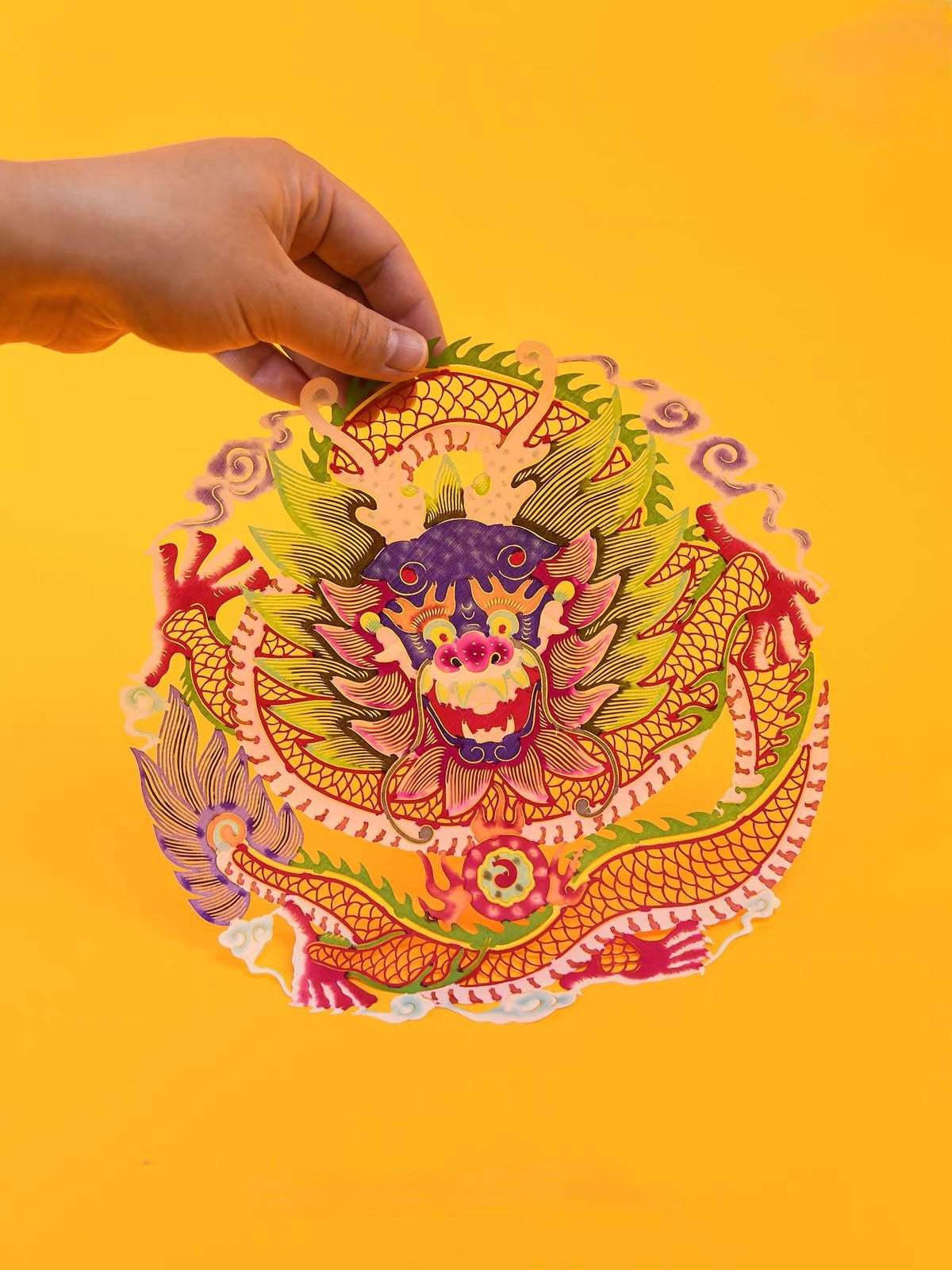 "Dragon of Prosperity" Handcrafted Papercut Wall Art – Artisan Decorative Artwork