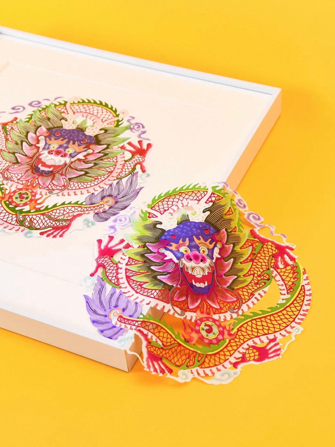 "Dragon of Prosperity" Handcrafted Papercut Wall Art – Artisan Decorative Artwork