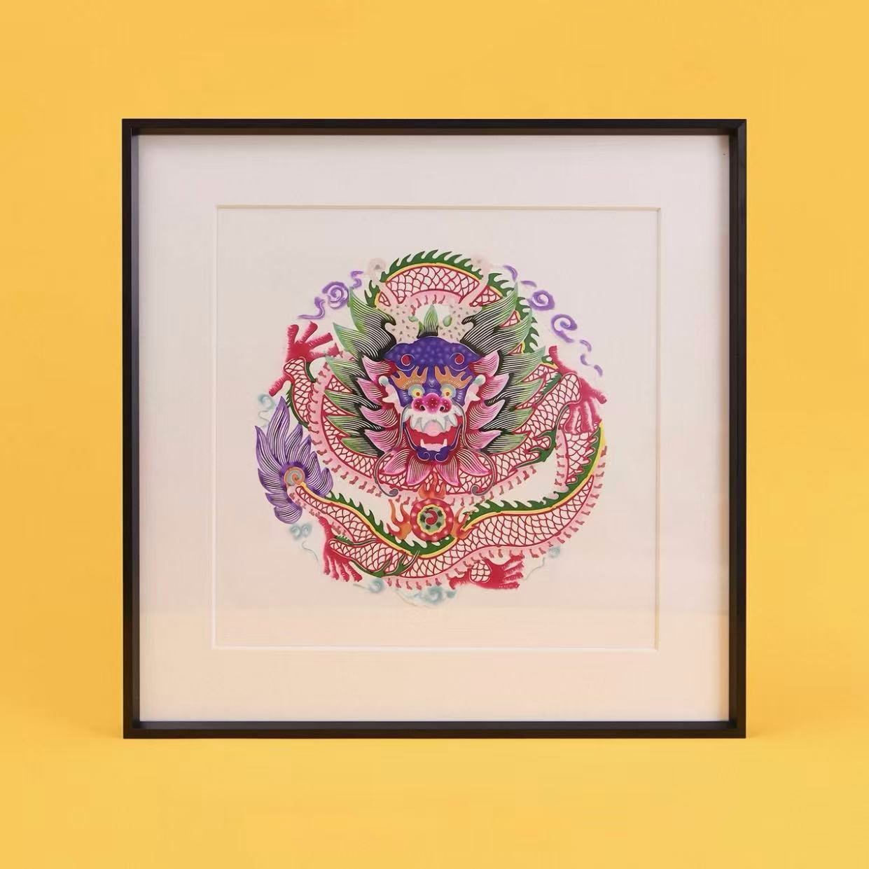 "Dragon of Prosperity" Handcrafted Papercut Wall Art – Artisan Decorative Artwork