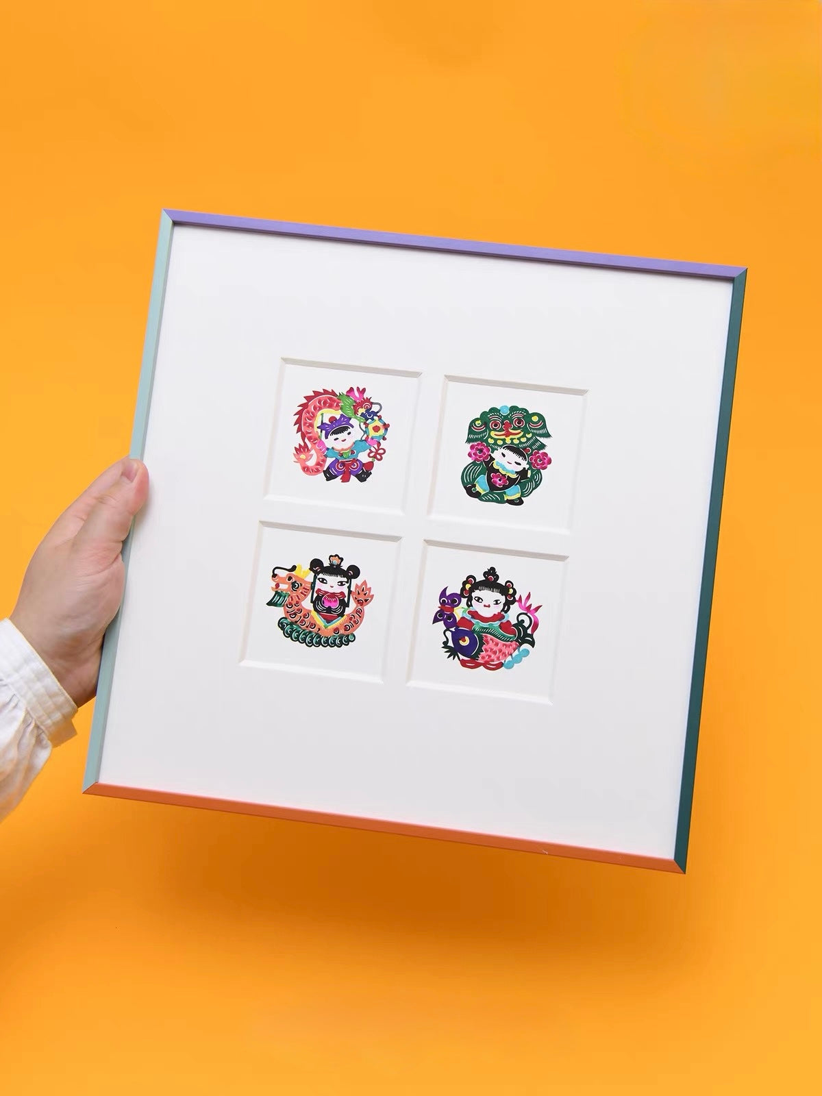 Handcrafted Joyful Children Papercut Wall Art – Artisan Folk-Inspired Decorative Artwork