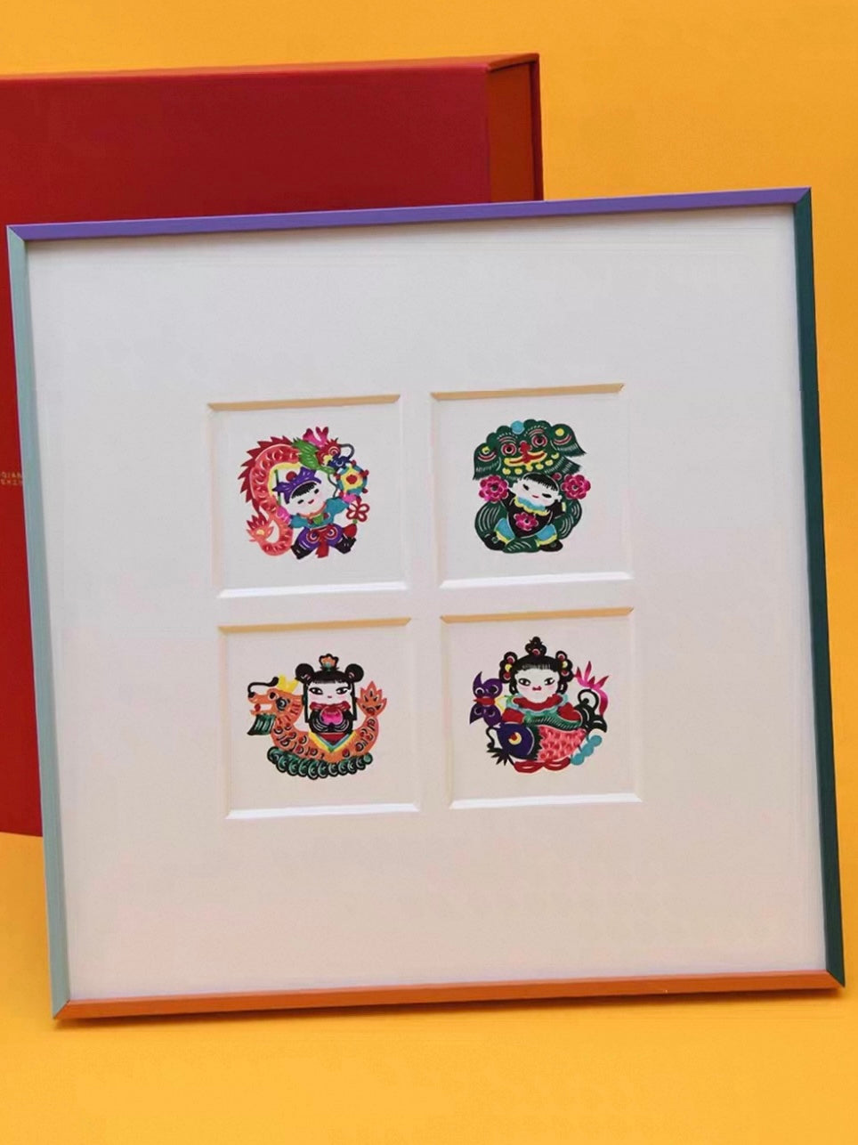 Handcrafted Joyful Children Papercut Wall Art – Artisan Folk-Inspired Decorative Artwork