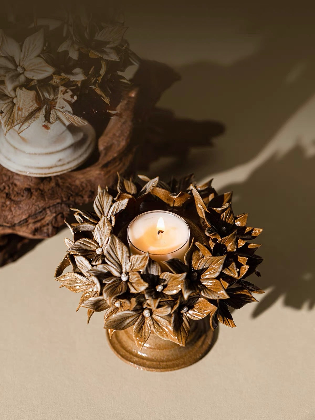 Garden in Bloom Ceramic Candle Holder