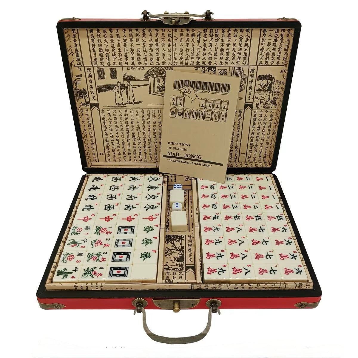 Vintage Travel Mahjong Set with English Guide