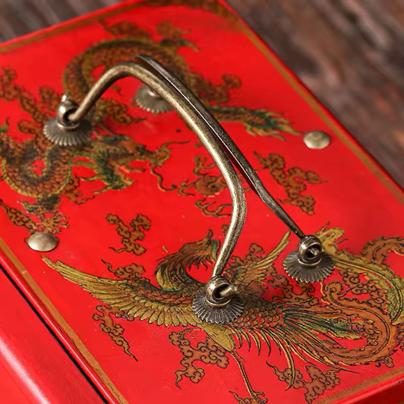 Carved Five-Drawer Travel Mahjong Set