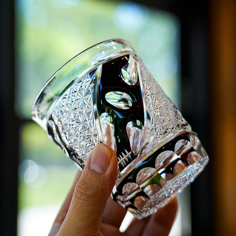 Edo Kiriko Handcrafted Midnight Asanoha Whisky Glass – A Profound Pattern of Protection in Crystal