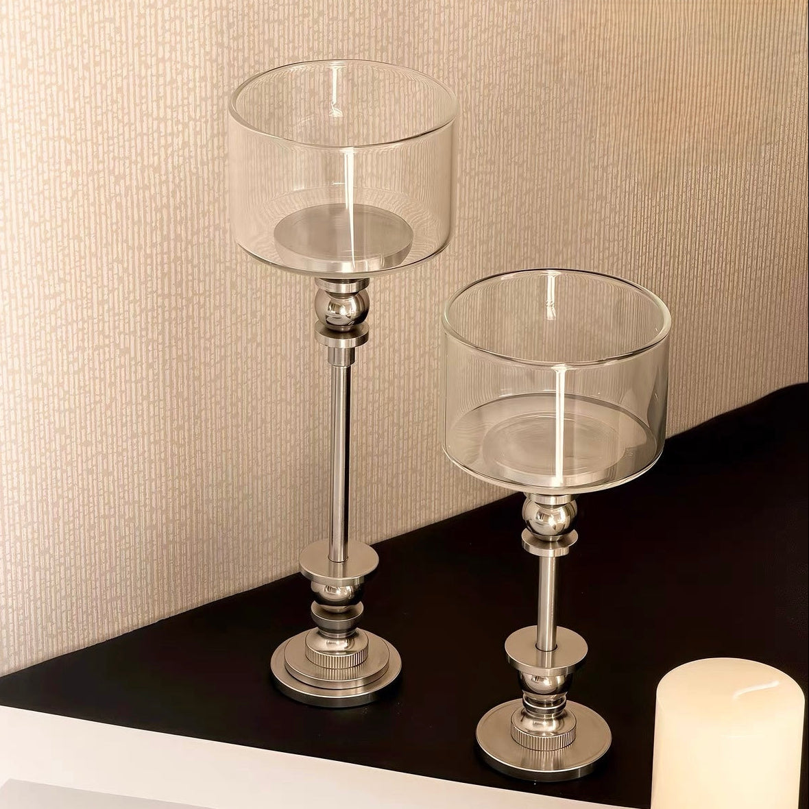 Lumen Glass and Metal Candle Holder