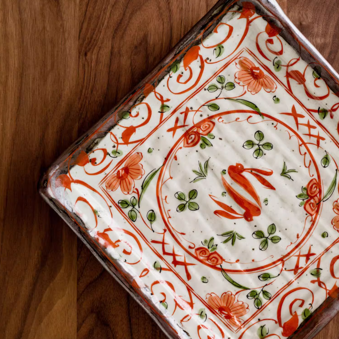 Mino-yaki Akai Rabbit Motif Large Platter - Thumbnail 5