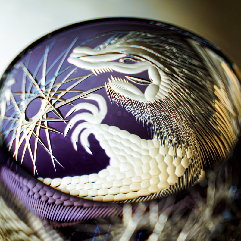 Edo Kiriko Handcrafted Majestic Dragon Whisky Glass – A Mythical Echo in Crystal