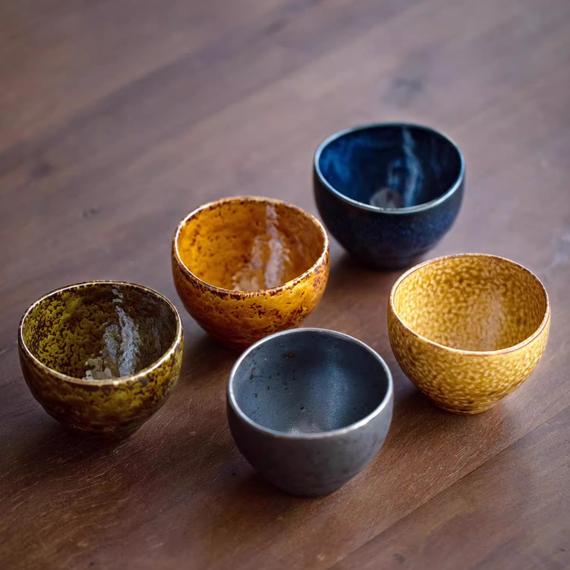 Mino Ware "Autumn Harmony" Tea Cup Set of Five – A Celebration of Seasonal Beauty
