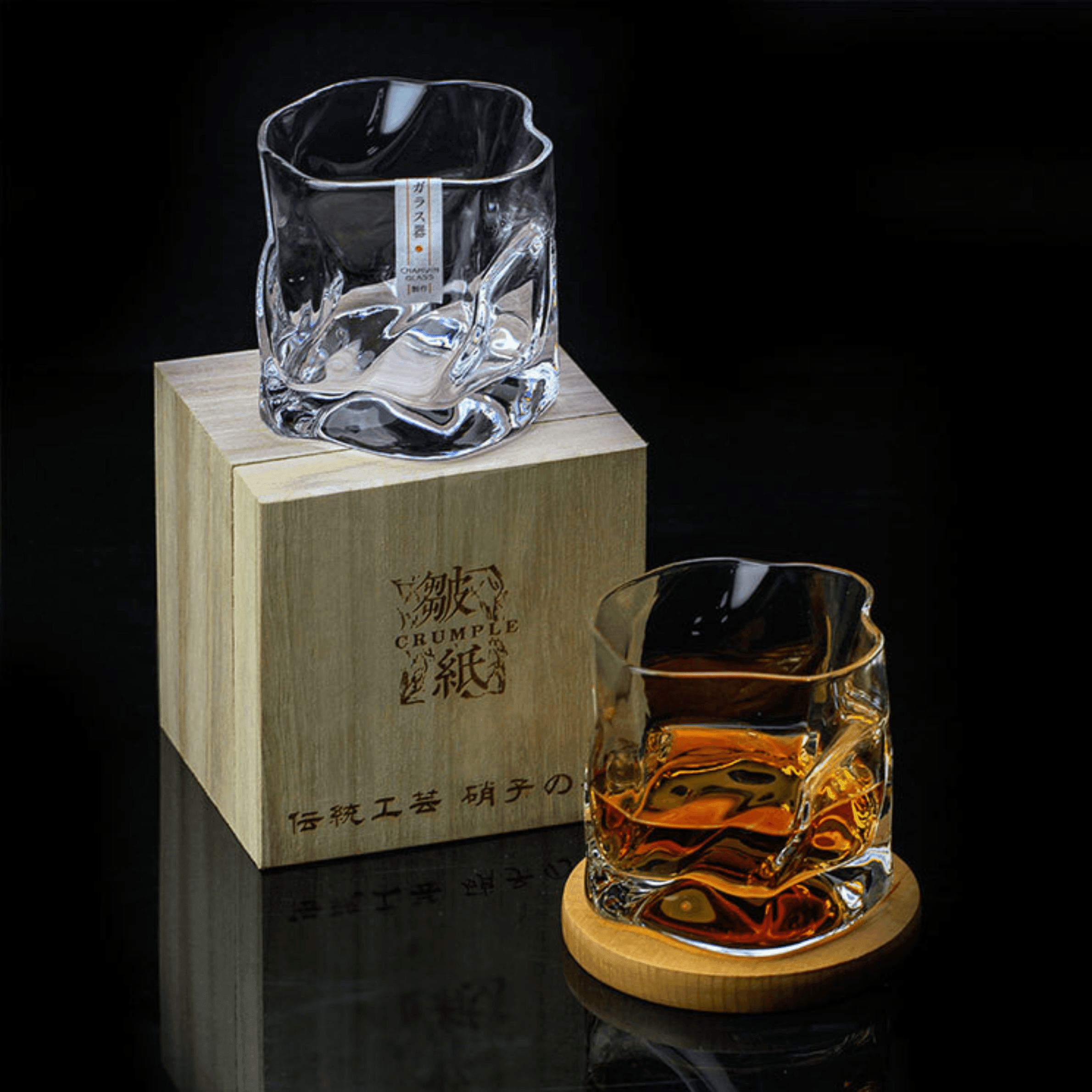Handcrafted Edo Kiriko "Crumple Body" Whisky Glass - Authentic Japanese Artistry