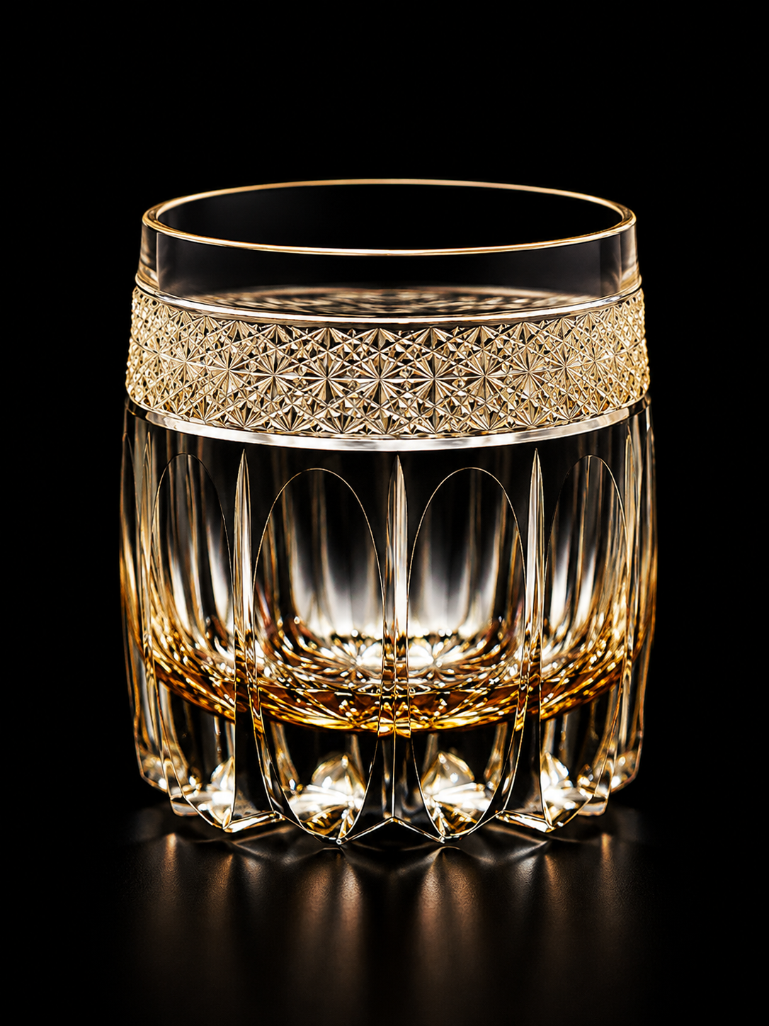 Edo Kiriko Handcrafted "Amber Celestial" Whisky Glass