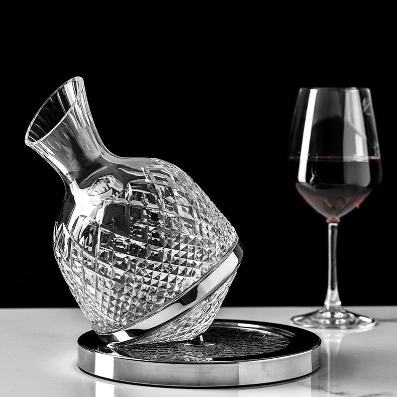 Luxury 360° Rotating Crystal Hand-Blown Wine Decanter – Elevate Every Pour