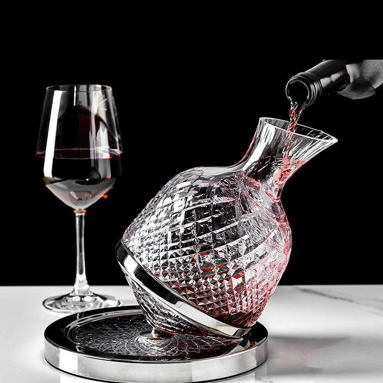 Luxury 360° Rotating Crystal Hand-Blown Wine Decanter – Elevate Every Pour