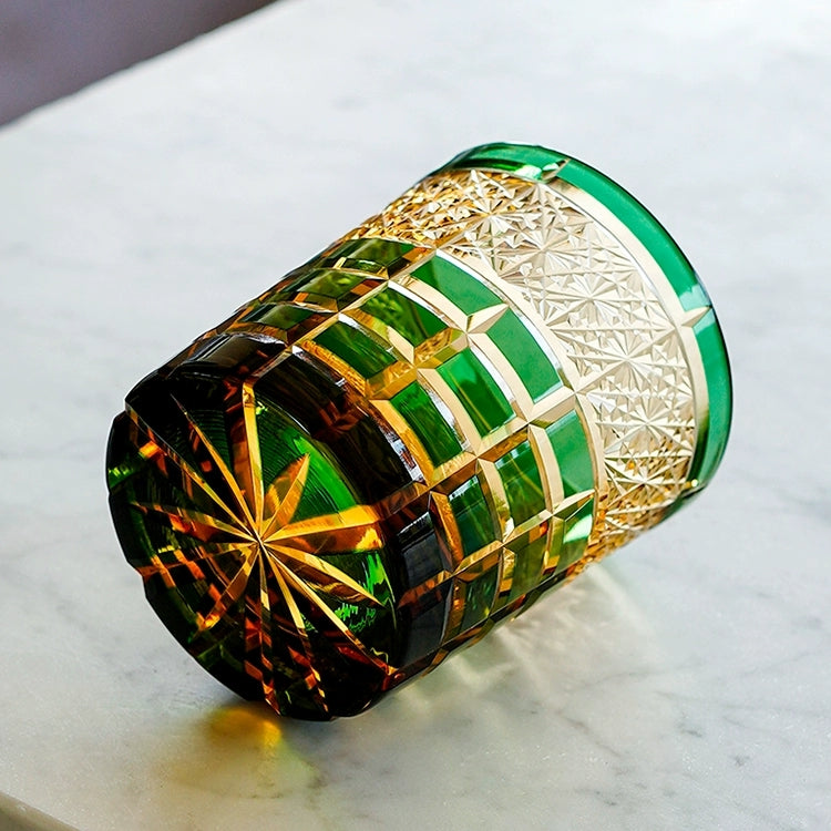 Edo Kiriko Handcrafted Diamond Amber Whisky Glass – A Jewel of Japanese Craftsmanship