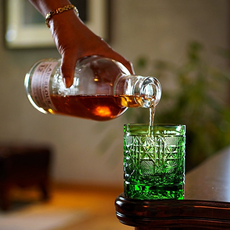 Edo Kiriko Handcrafted Octagonal Chrysanthemum Whisky Glass – A Geometric Bloom of Elegance