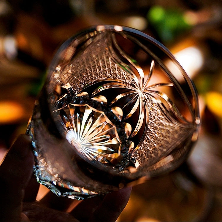 Edo Kiriko Handcrafted Lepidoptera Whisky Glass – A Flutter of Elegance in Crystal