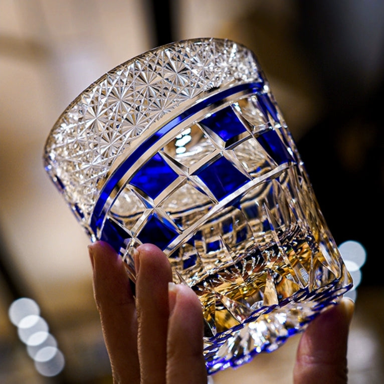 Edo Kiriko Handcrafted Sapphire Motif Whisky Glass – A Deep Dive into Luminous Elegance