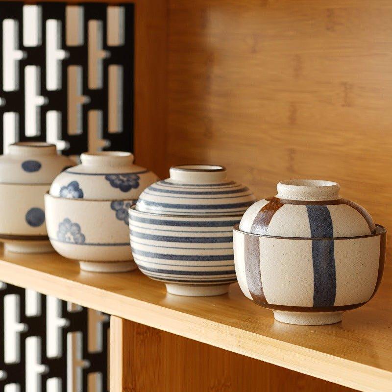 Japanese Handcrafted Ceramic Rounded Bowl With Lid