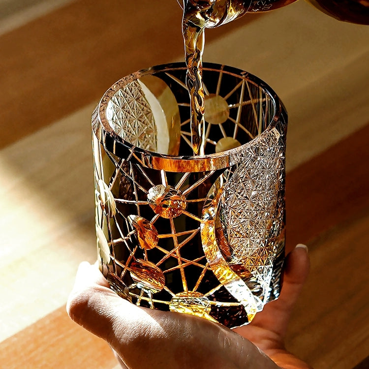 Edo Kiriko Handcrafted Night Jewel Whisky Glass – A Glimmer of Midnight Majesty