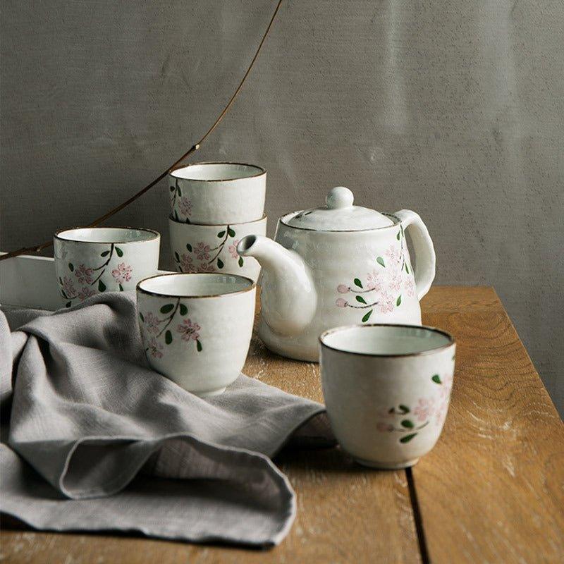 Japanese Handcrafted Ceramic Glazed Sakura Tea Gift Set – A Blossom of Elegance