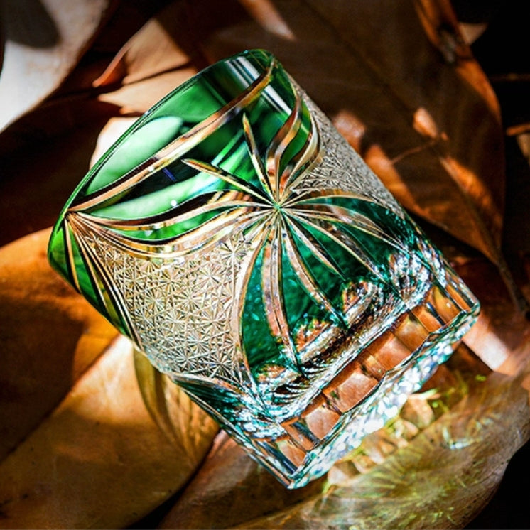 Edo Kiriko Handcrafted Lepidoptera Whisky Glass – A Flutter of Elegance in Crystal