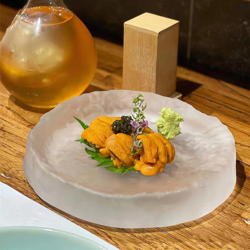 Japanese Rounded Frosty Glass Serving Plate – Understated Elegance for Any Table