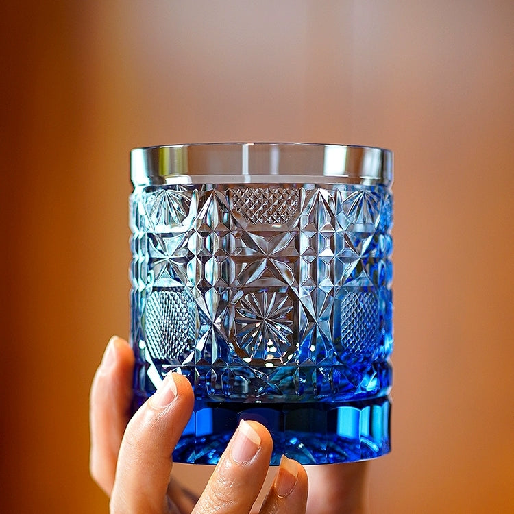 Edo Kiriko Handcrafted Octagonal Chrysanthemum Whisky Glass – A Geometric Bloom of Elegance