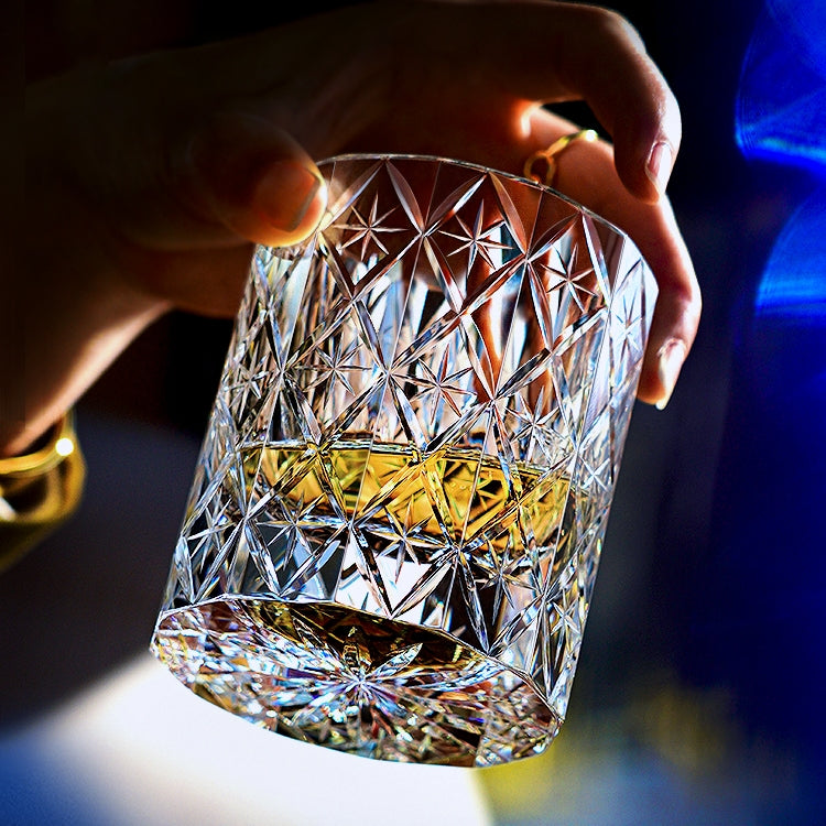 Edo Kiriko Handcrafted Celestial Whisky Glass – A Cosmos Reflected in Crystal