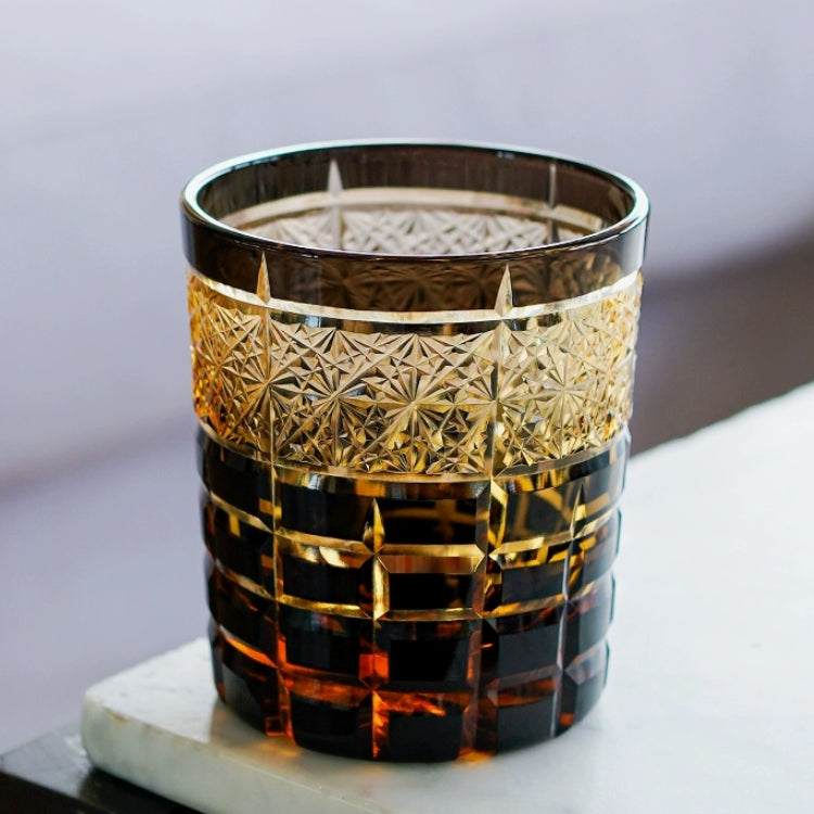 Edo Kiriko Handcrafted Diamond Amber Whisky Glass – A Jewel of Japanese Craftsmanship