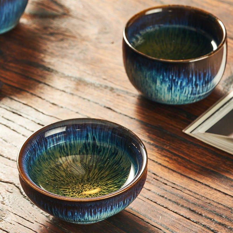 Japanese Gloss Glazed Blue Ceramic Tea Cups – Serene Hues for Your Tea Ritual