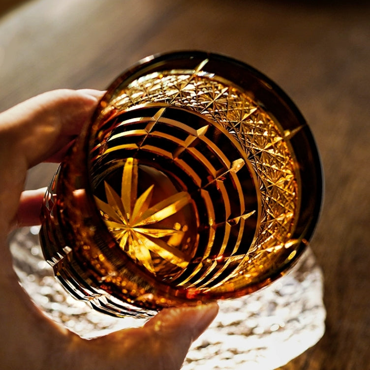 Edo Kiriko Handcrafted Diamond Amber Whisky Glass – A Jewel of Japanese Craftsmanship