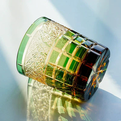 Edo Kiriko Handcrafted Diamond Amber Whisky Glass – A Jewel of Japanese Craftsmanship