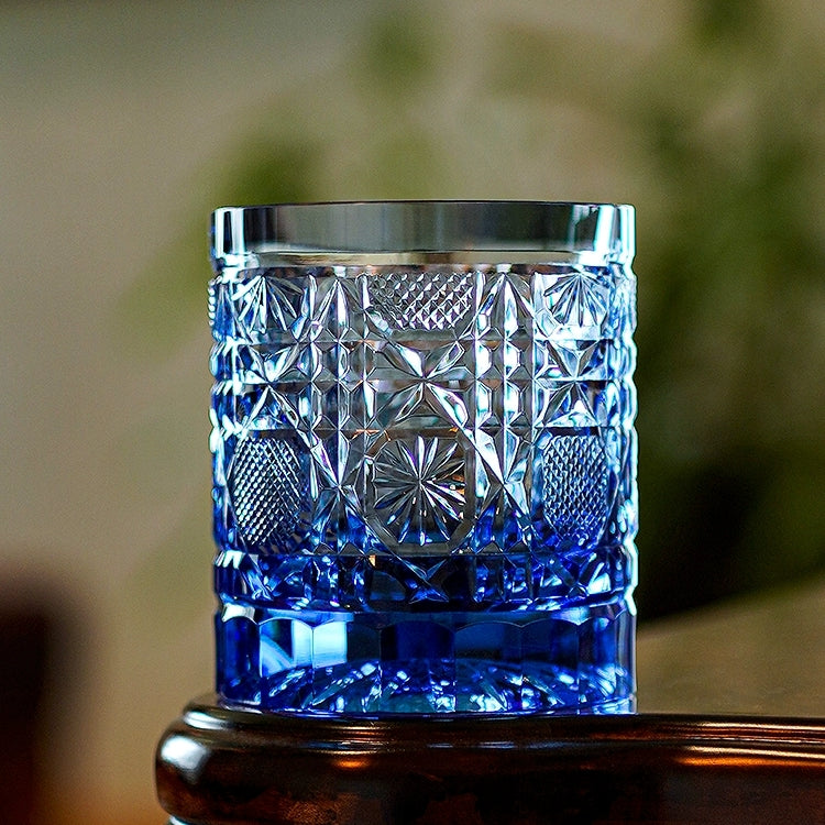 Edo Kiriko Handcrafted Octagonal Chrysanthemum Whisky Glass – A Geometric Bloom of Elegance