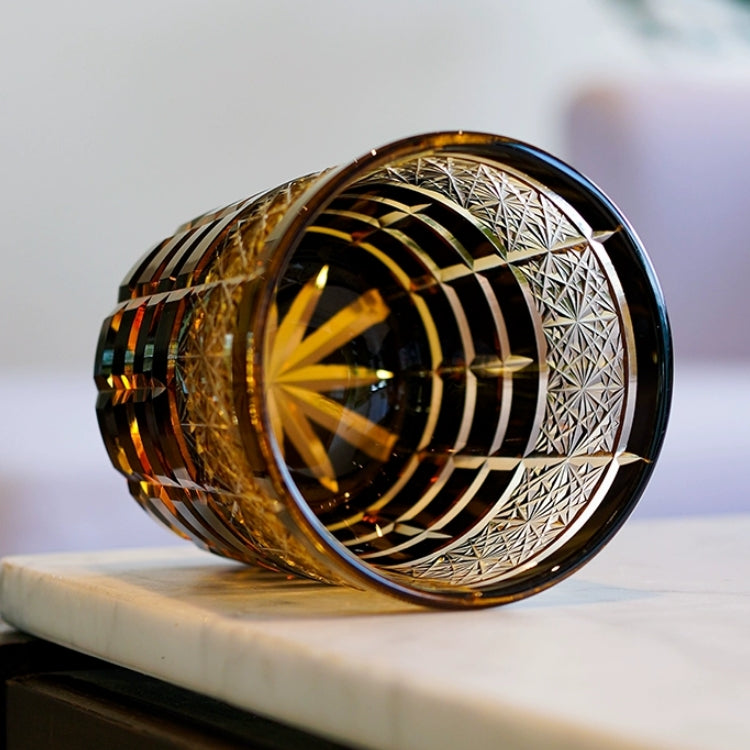 Edo Kiriko Handcrafted Diamond Amber Whisky Glass – A Jewel of Japanese Craftsmanship