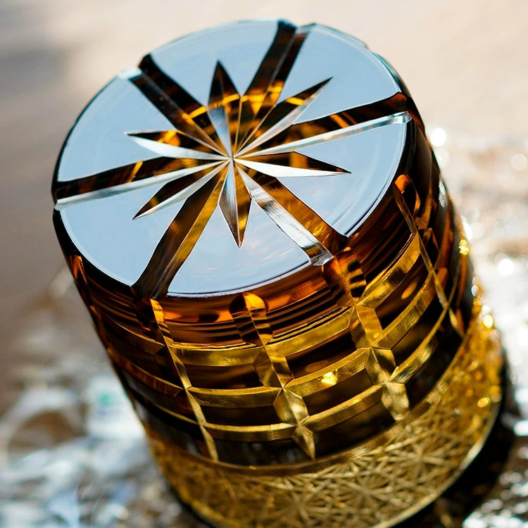 Edo Kiriko Handcrafted Diamond Amber Whisky Glass – A Jewel of Japanese Craftsmanship