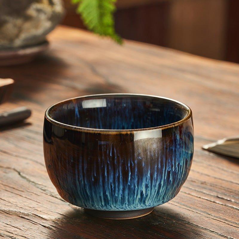 Japanese Gloss Glazed Blue Ceramic Tea Cups – Serene Hues for Your Tea Ritual